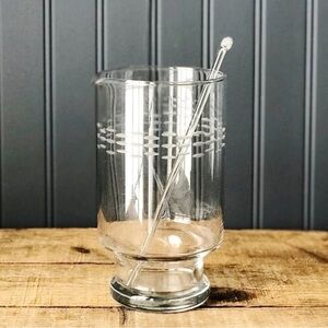 Vintage Princess House Etched Clear Glass Mid-Century Modern Martini Pitcher EUC